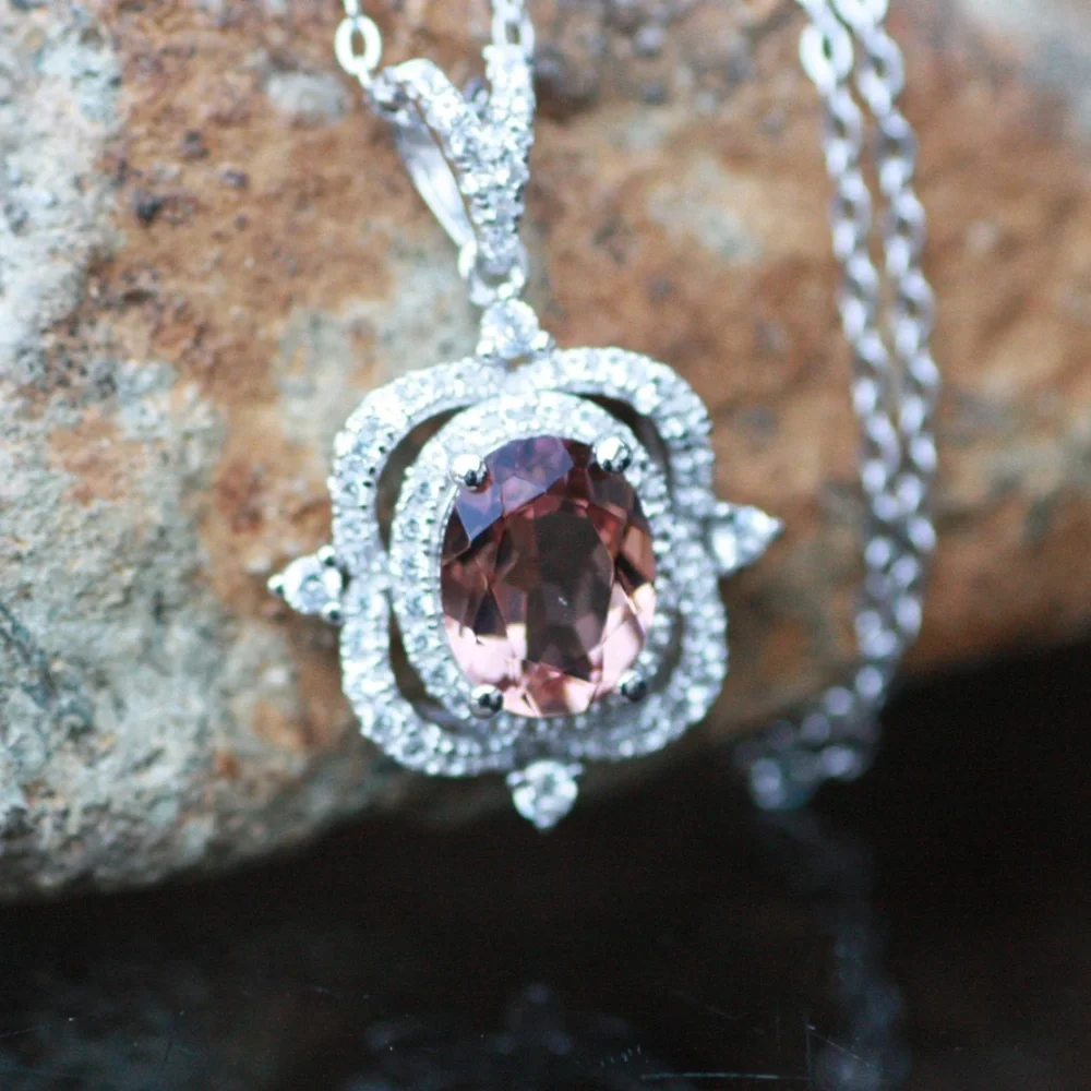 Victorian Design Color Change Diaspore Pendant Sterling Silver - Picture 7 of 11